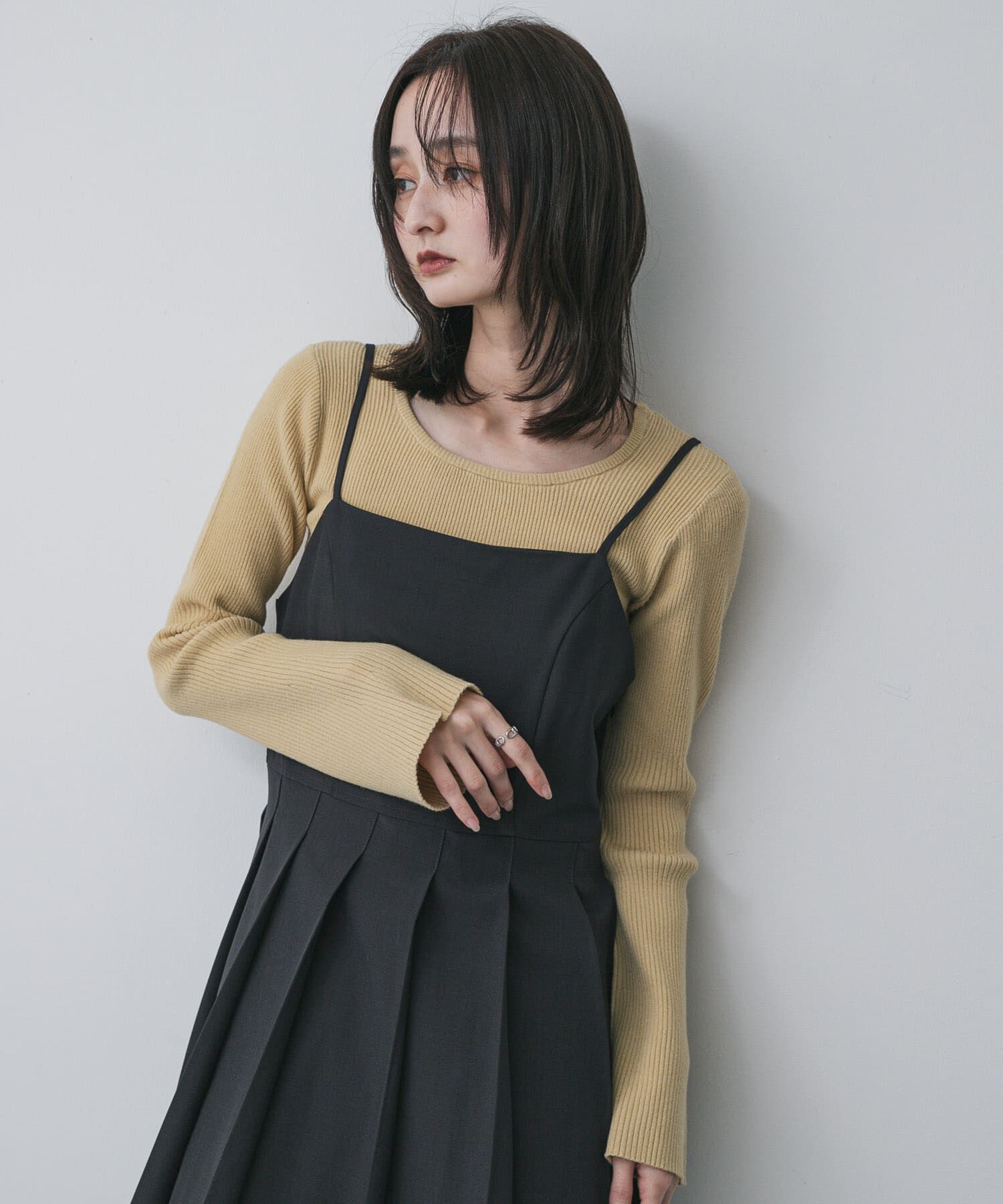 SENSE OF PLACE by URBAN RESEARCH「『WEB限定』2WAYストレッチラウンドネックセーター」|ニット・セーター|ベージュ