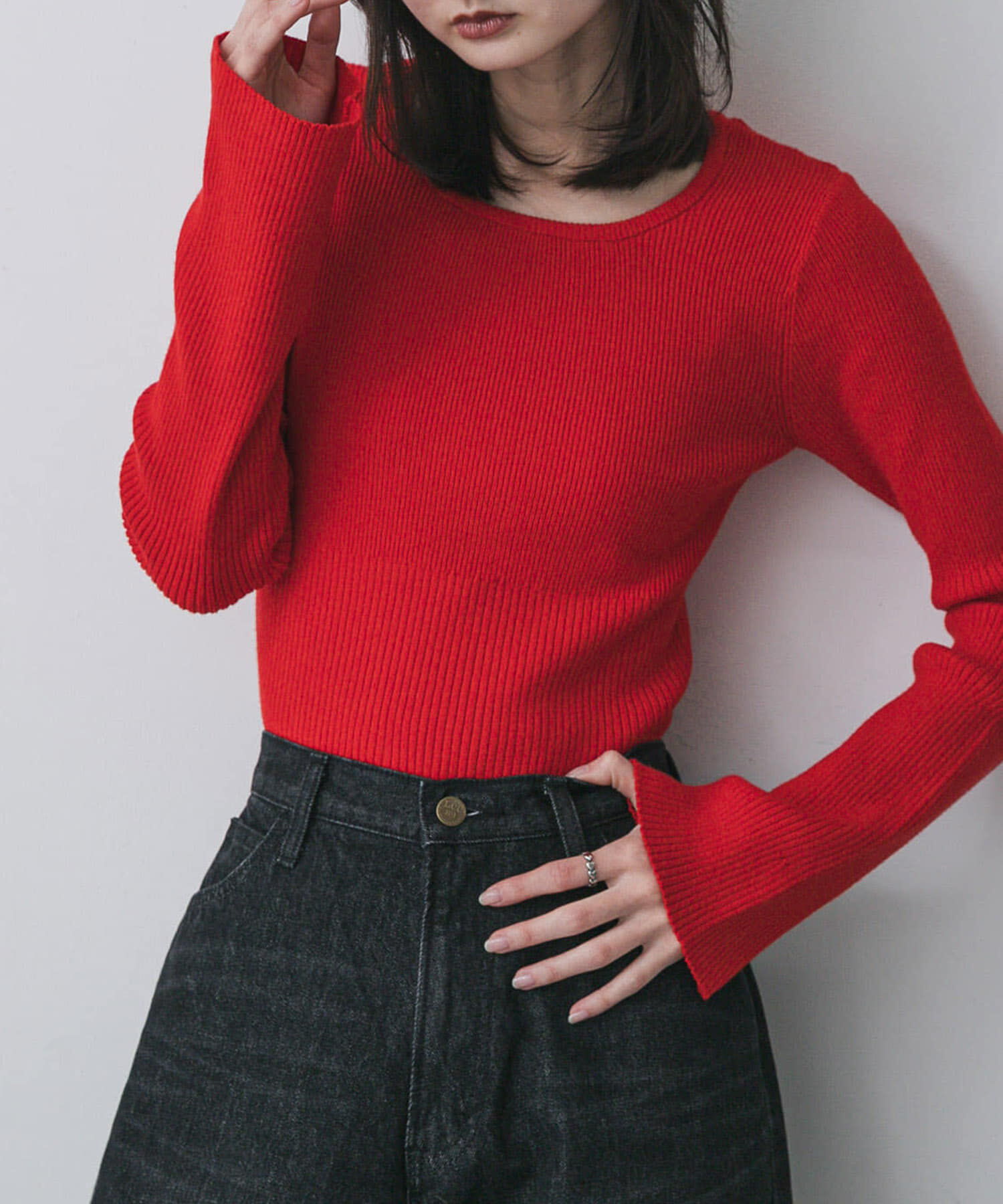 SENSE OF PLACE by URBAN RESEARCH「『WEB限定』2WAYストレッチラウンドネックセーター」|ニット・セーター|レッド