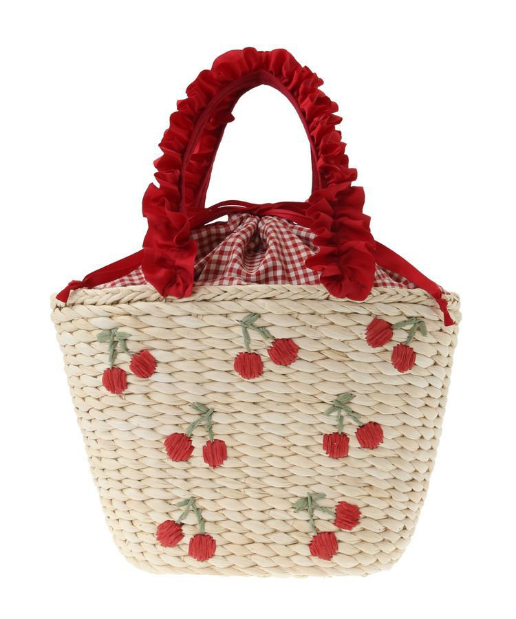 Maison de FLEUR「チェリーメイズフリルハンドルカゴバッグ」|ハンドバッグ|