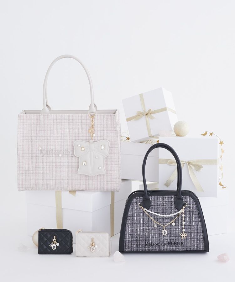 Maison de FLEUR「チャーム付きツイード2Wayバッグ」|ハンドバッグ|