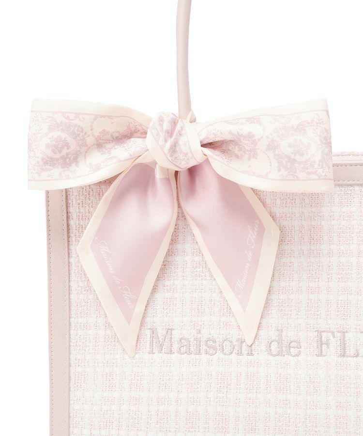 Maison de FLEUR「スカーフ付きツイードスクエアトートバッグ」|ハンドバッグ|