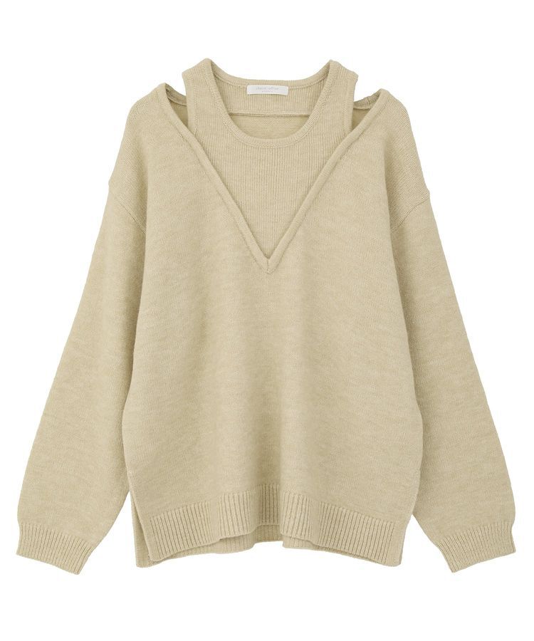 Green Parks「フェイクレイヤードVネックニットプルオーバー」|ニット・セーター|