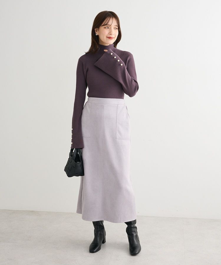 Green Parks「なめらかタッチスウェード調Iラインスカート」|タイト|