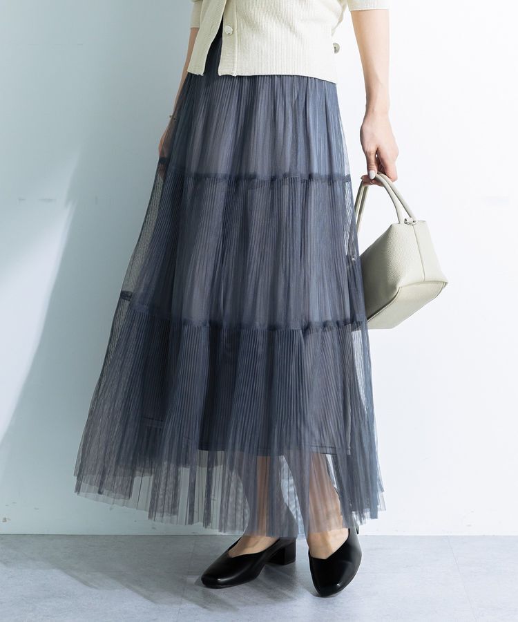 Green Parks「チュールプリーツティアードスカート」|スカート|Gray