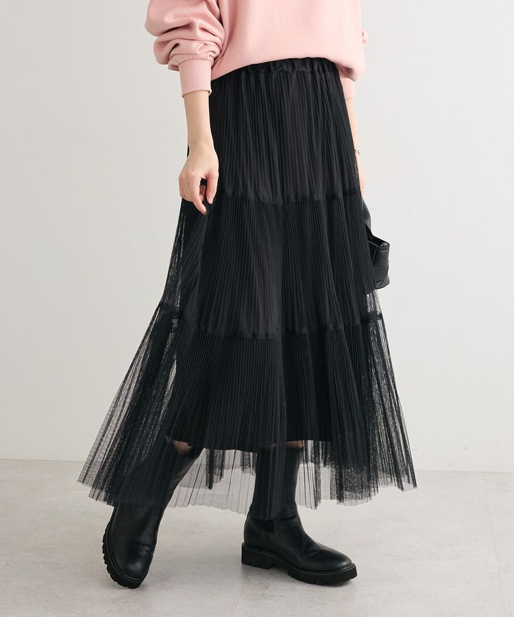 Green Parks「チュールプリーツティアードスカート」|スカート|Black