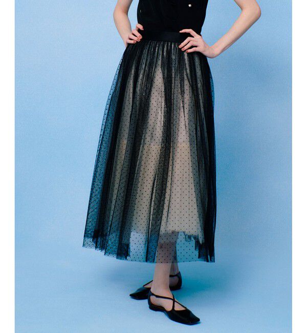 LOULOU WILLOUGHBY「【LOULOU WILLOUGHBY】ドットチュールスカート」|スカート|ブラック系