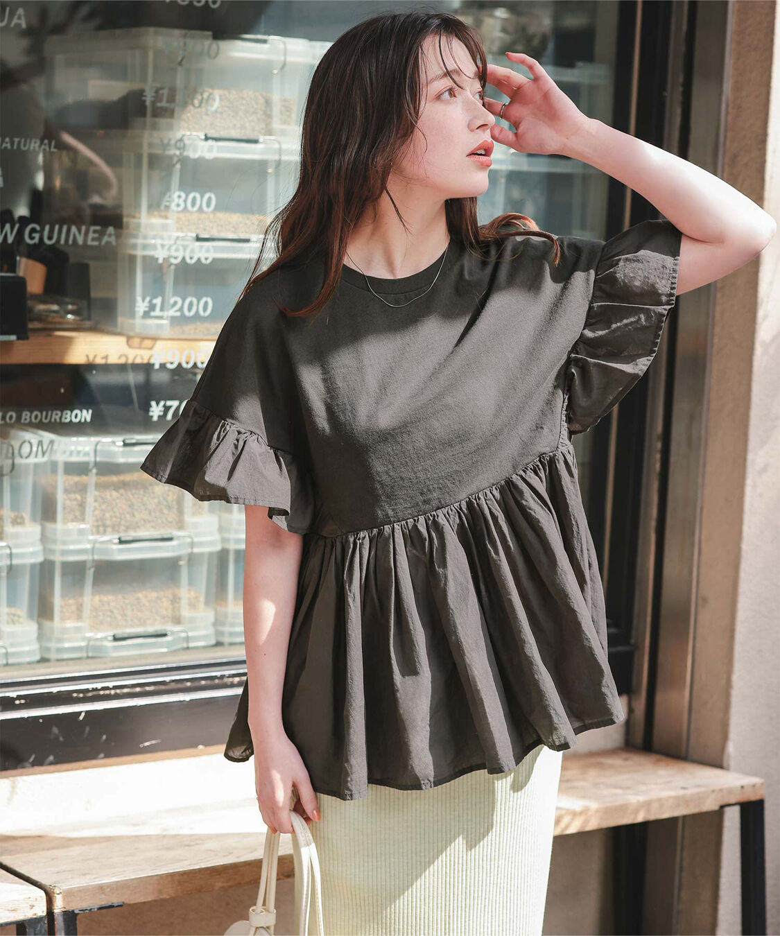 titivate「ｷﾞｬｻﾞｰﾍﾟﾌﾟﾗﾑﾄﾞｯｷﾝｸﾞﾄｯﾌﾟｽ」|Tシャツ・カットソー|チャコール