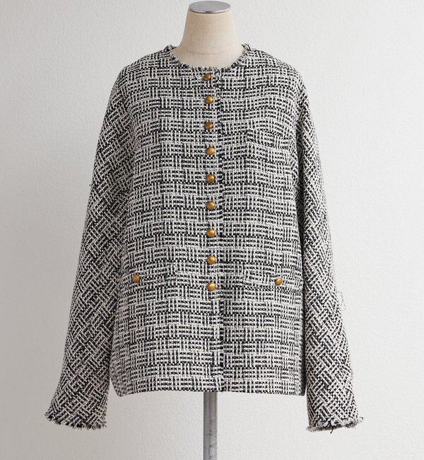  「アソートツィードノーカラージャケット」|テーラードジャケット|