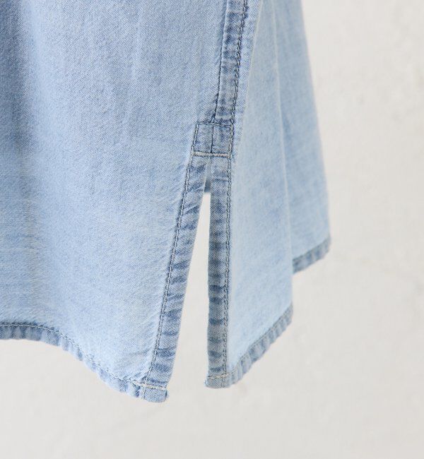  「襟元フリルシアーデニムブラウス」|シャツ・ブラウス|