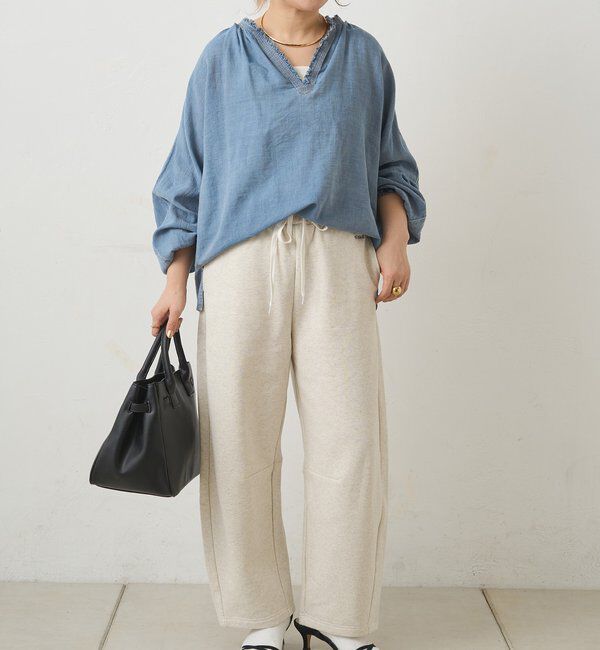  「襟元フリルシアーデニムブラウス」|シャツ・ブラウス|