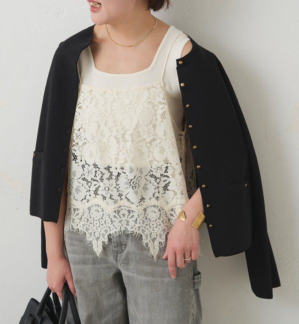 「フラワーモチーフレースキャミ」|キャミソール|