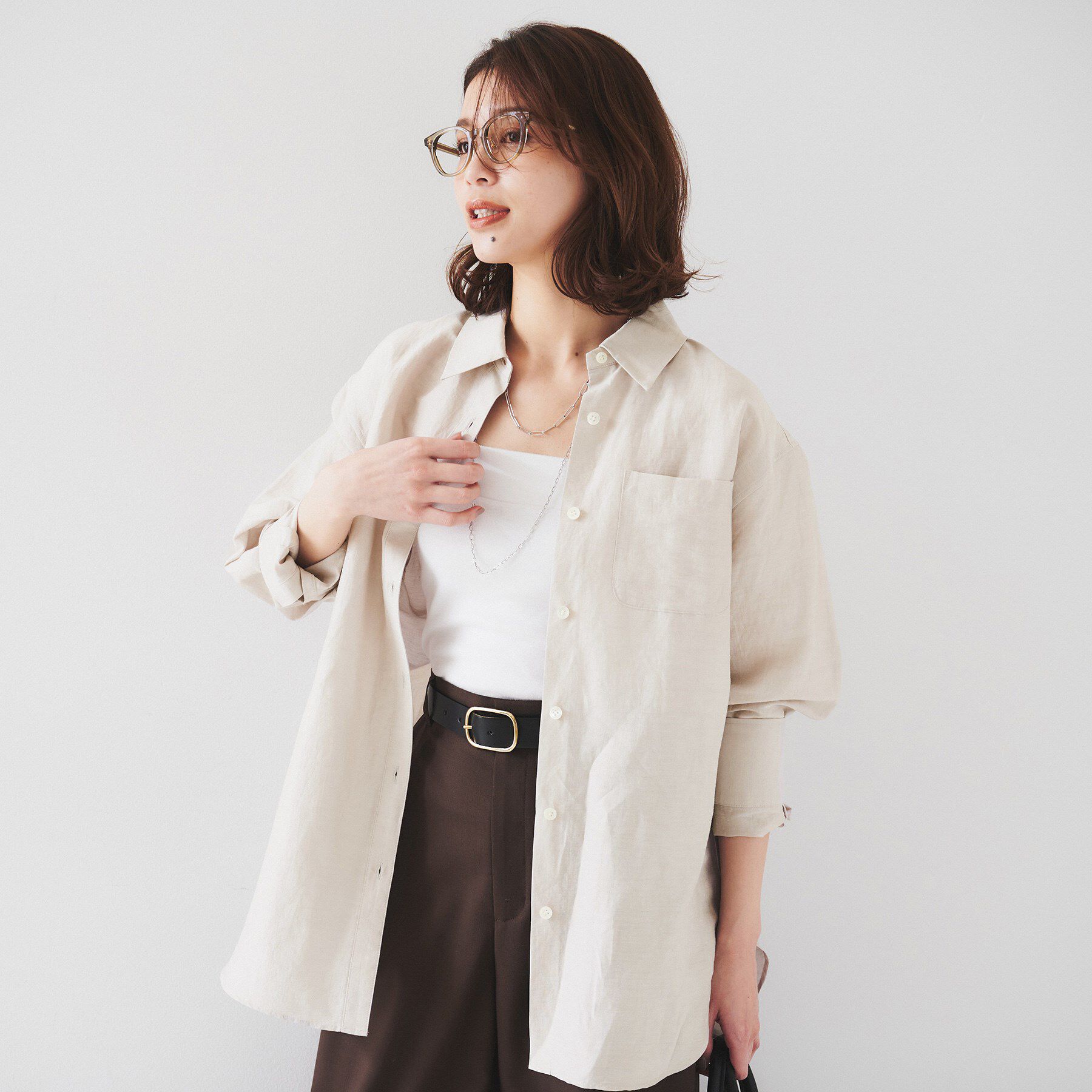 UNTITLED「【セットアップ可能/手洗い可】リネン混 ベーシックシャツ」|シャツ・ブラウス|