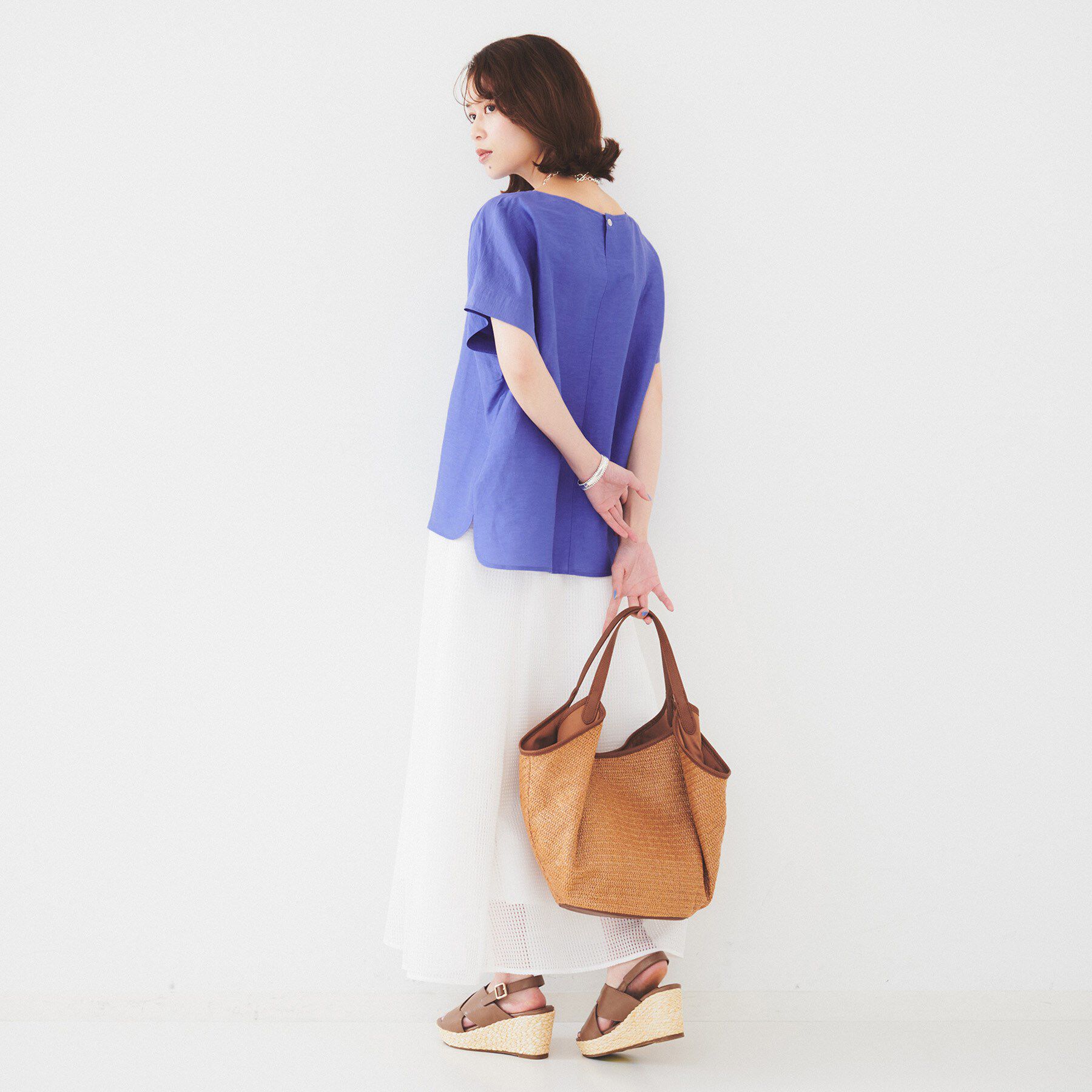 UNTITLED「【セットアップ可能/手洗い可】リネン混 ボートネックTブラウス」|シャツ・ブラウス|