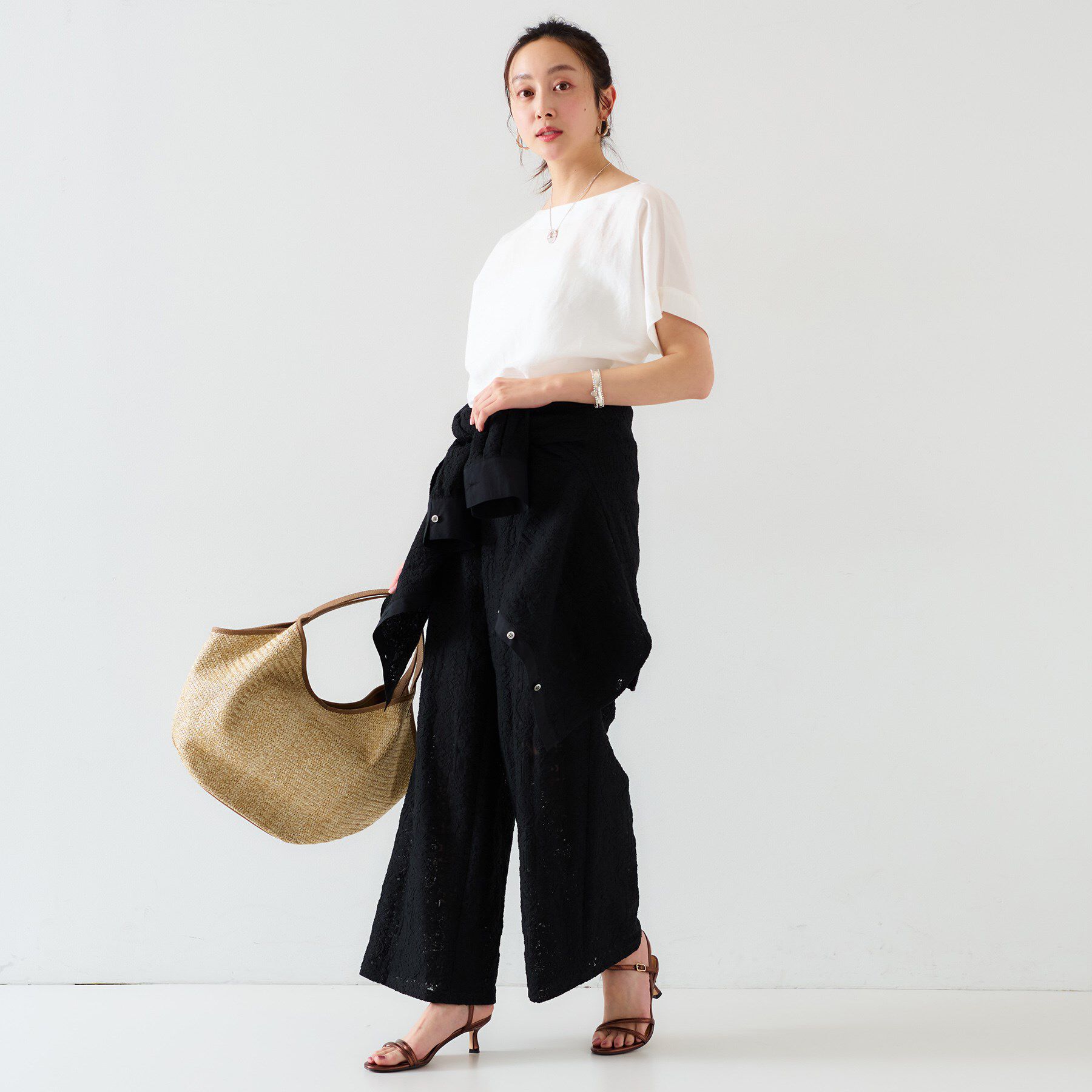 UNTITLED「【セットアップ可能/手洗い可】リネン混 ボートネックTブラウス」|シャツ・ブラウス|