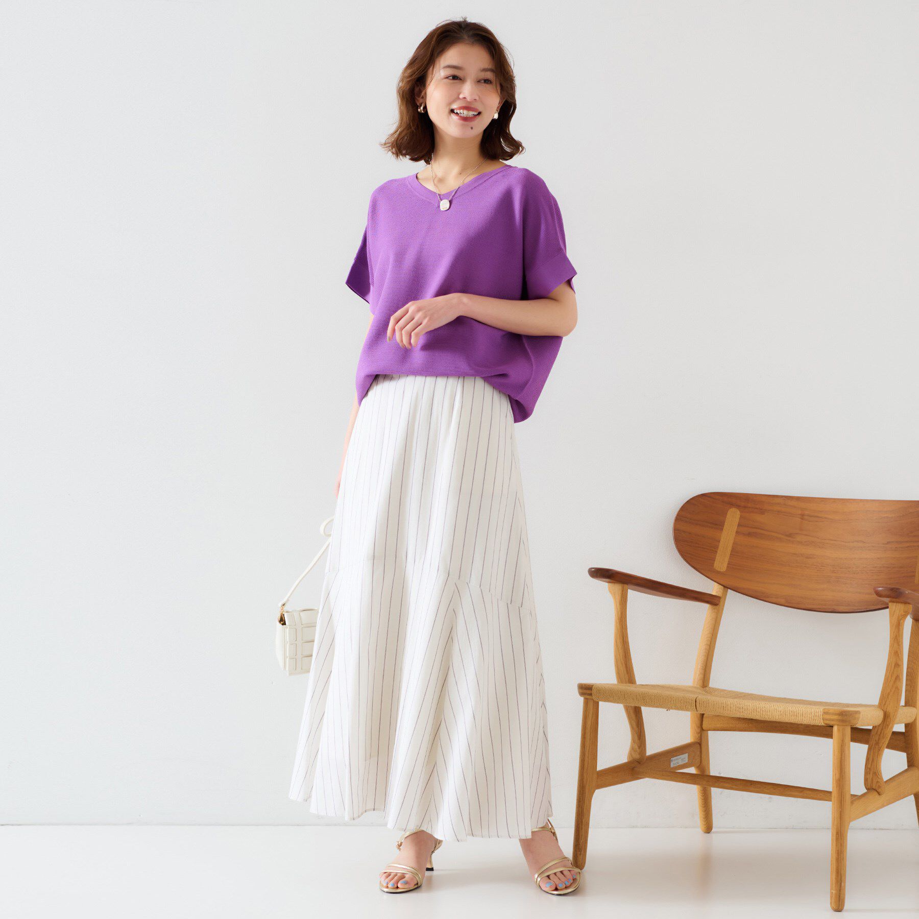 UNTITLED「【12色展開/体型カバー/2way】バウンドスリーブニット」|ニット・セーター|