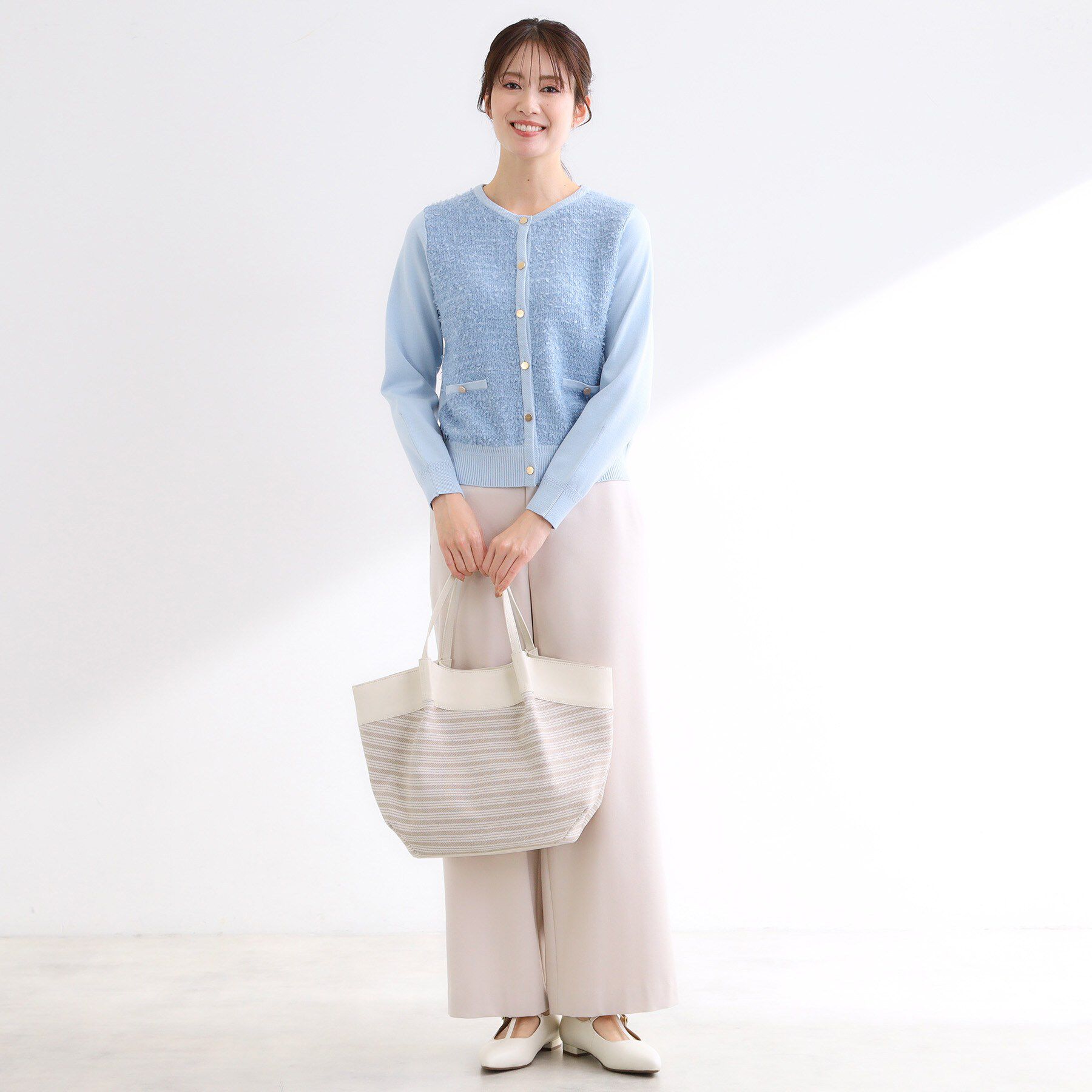 Reflect「【しっかり容量◎】キャンバス地ボーダートートバッグ」|トートバッグ|