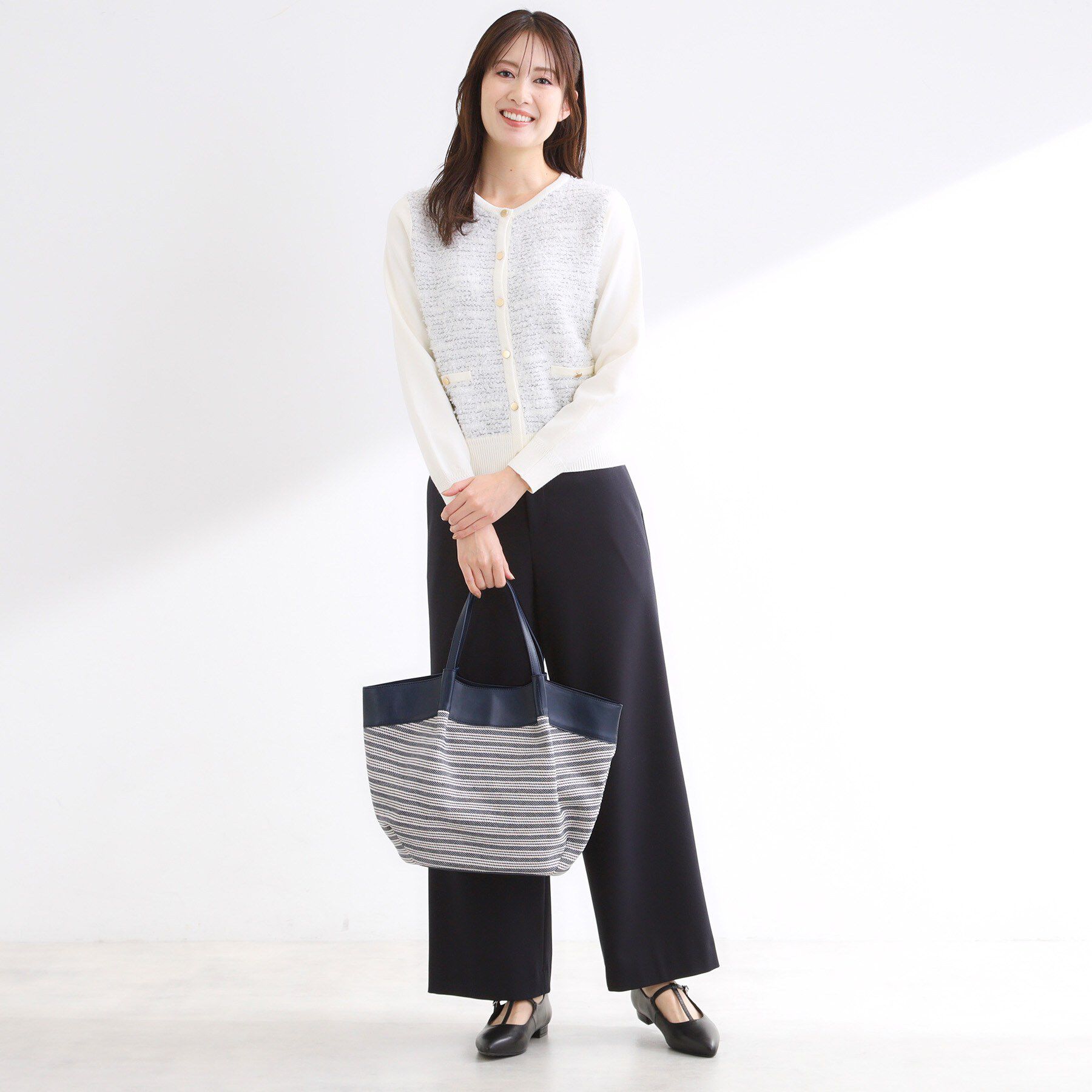 Reflect「【しっかり容量◎】キャンバス地ボーダートートバッグ」|トートバッグ|