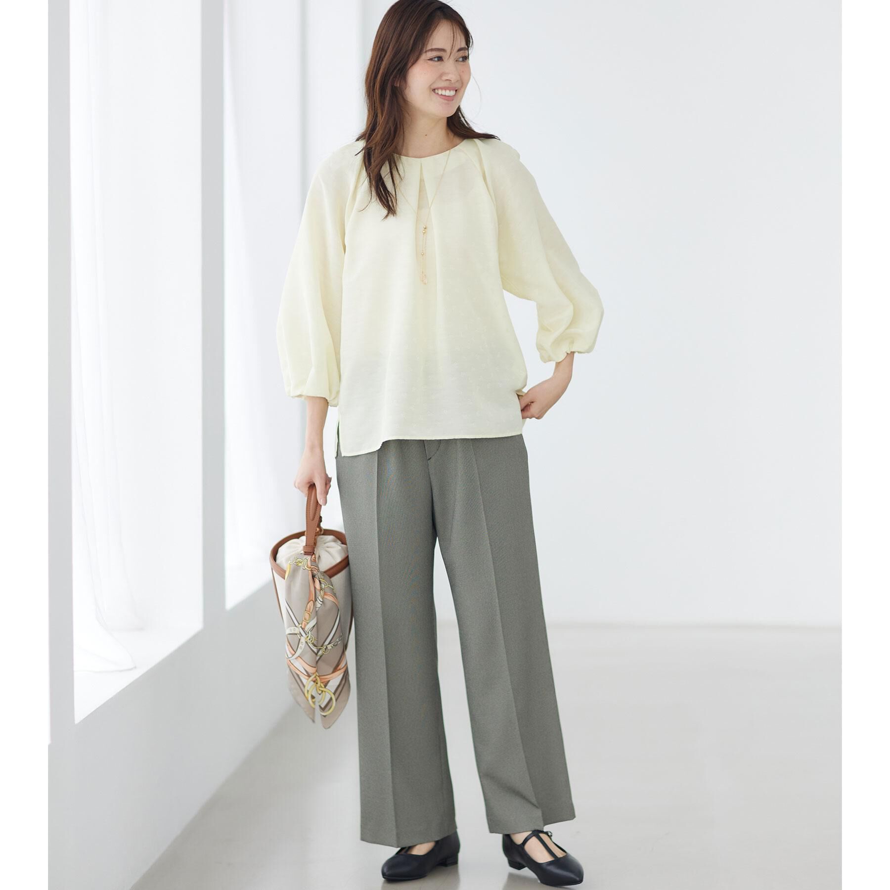 Reflect「ボリュームスリーブサテンジャカードブラウス」|シャツ・ブラウス|