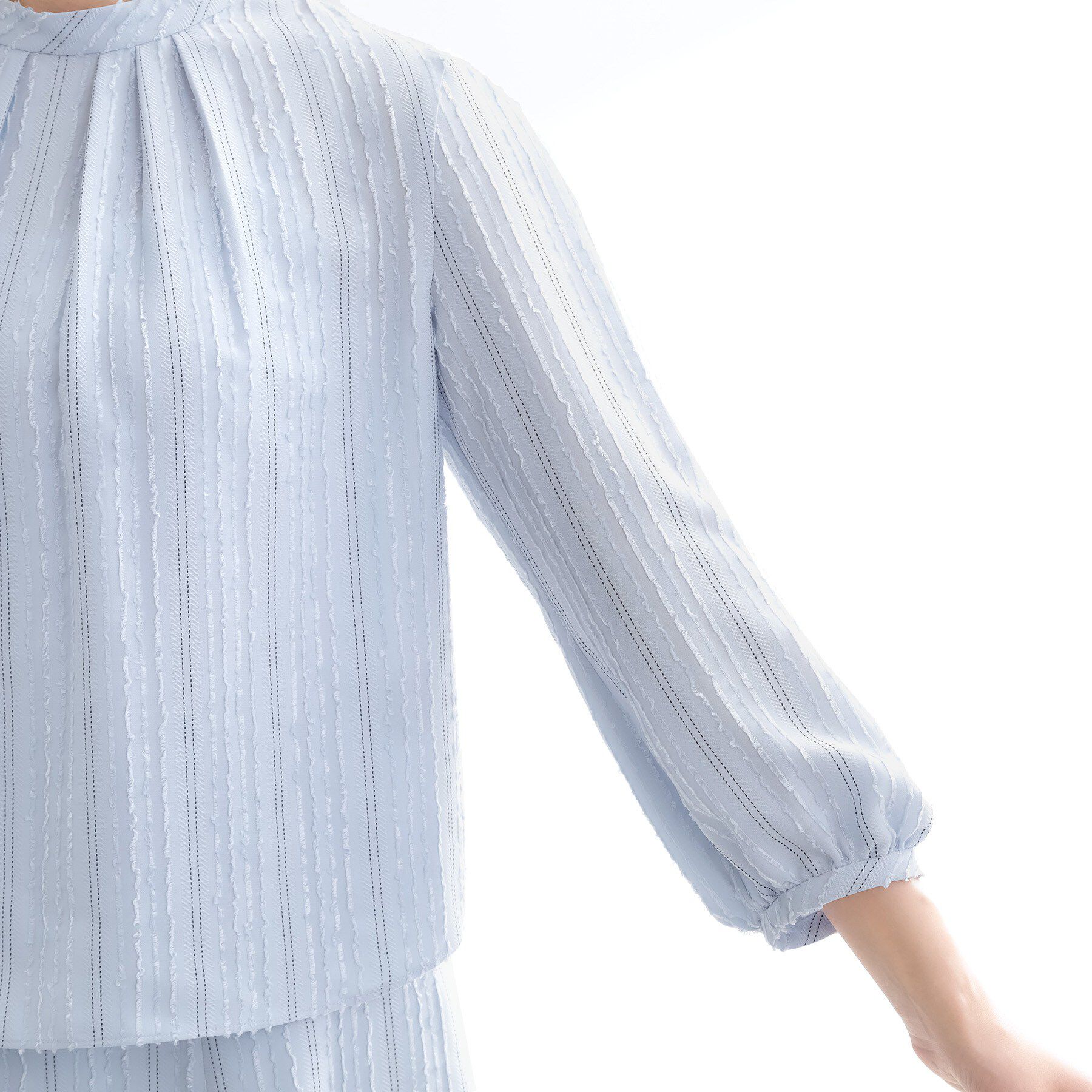 Reflect「【セットアップ可】ストライプ柄ジャカードブラウス」|シャツ・ブラウス|