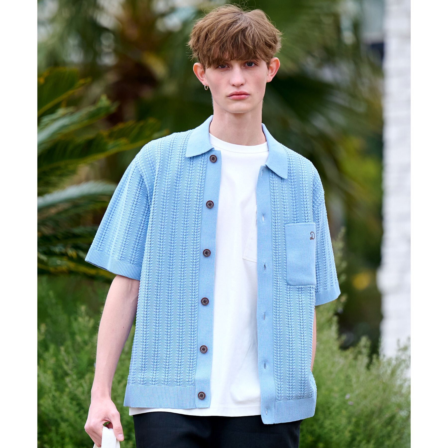 DRESSTERIOR「◆【Safari5月号掲載】オーガニックコットン キューバニットシャツ」|ニット・セーター|サックスブルー(09