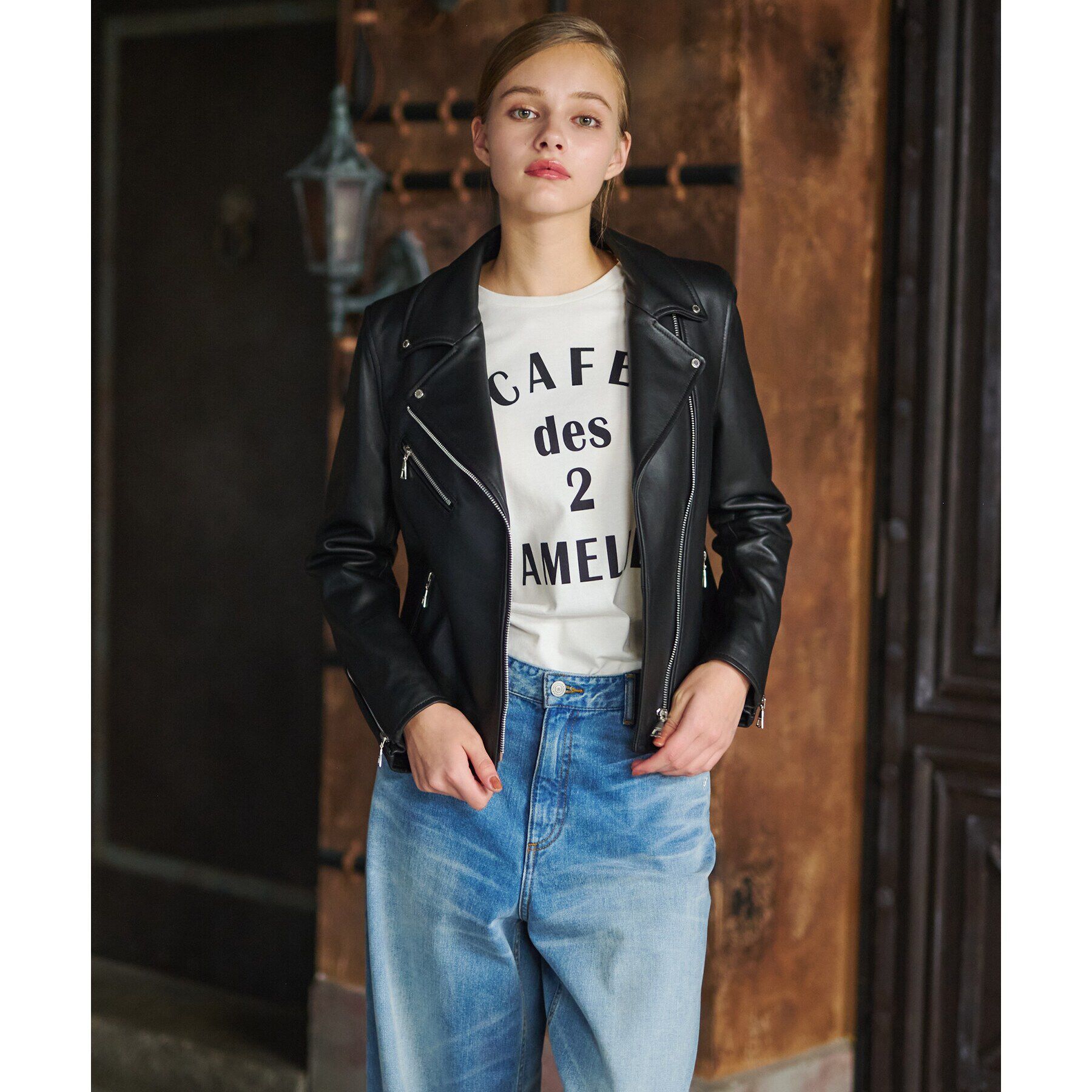 DRESSTERIOR「【本革】ラムレザーライダースジャケット」|ライダースジャケット|