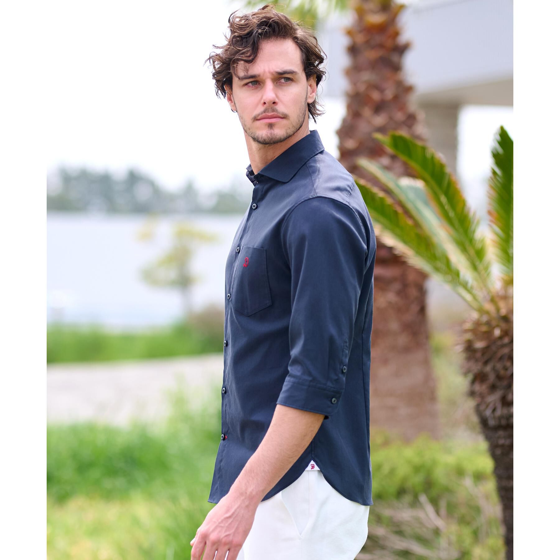 DRESSTERIOR「リネン混スリークオーターシャツ」|シャツ・ブラウス|