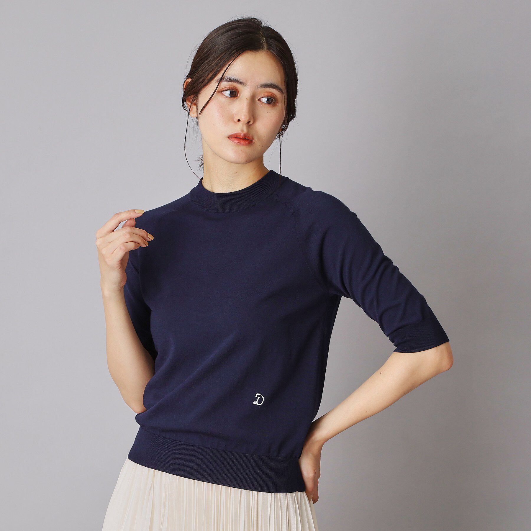 DRESSTERIOR「コットンシルクハーフスリーブニット」|ニット・セーター|