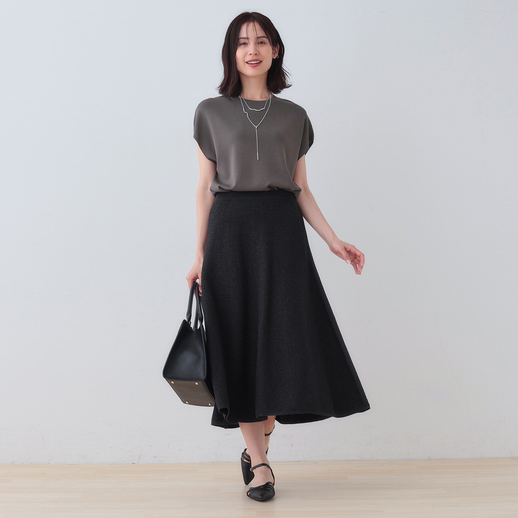 INDIVI「【洗える／SETUP可能】フレンチスリーブ イージーニット」|ニット・セーター|