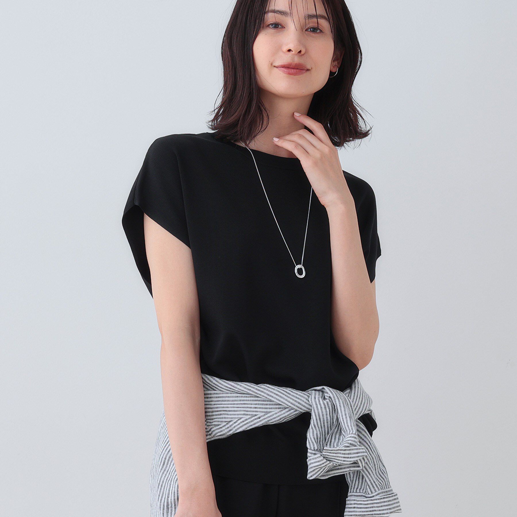 INDIVI「【洗える／SETUP可能】フレンチスリーブ イージーニット」|ニット・セーター|