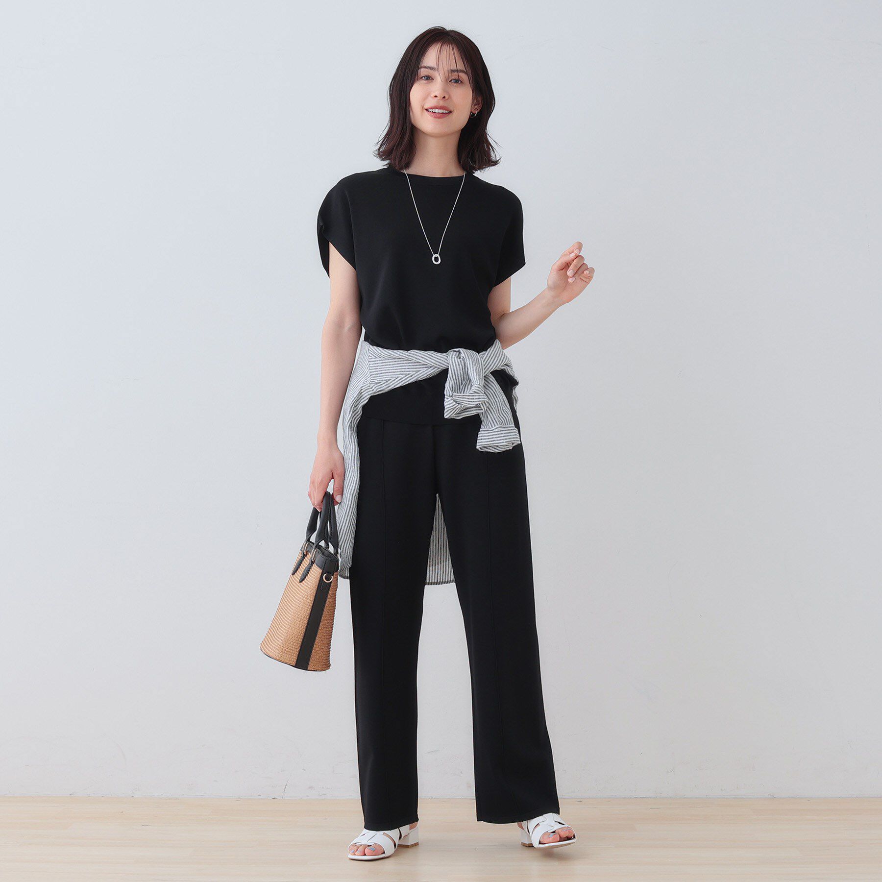 INDIVI「【洗える／SETUP可能】フレンチスリーブ イージーニット」|ニット・セーター|