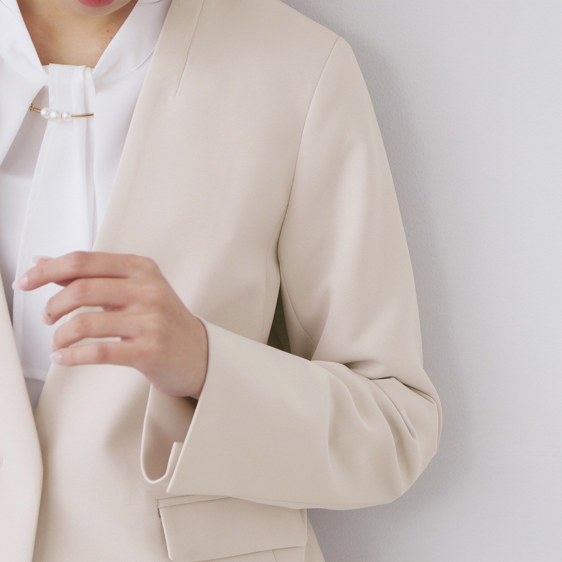 index「ストレッチノーカラージャケット/セットアップ対応【洗濯機OK/防シワ/イージーアイロン】」|ノーカラージャケット|