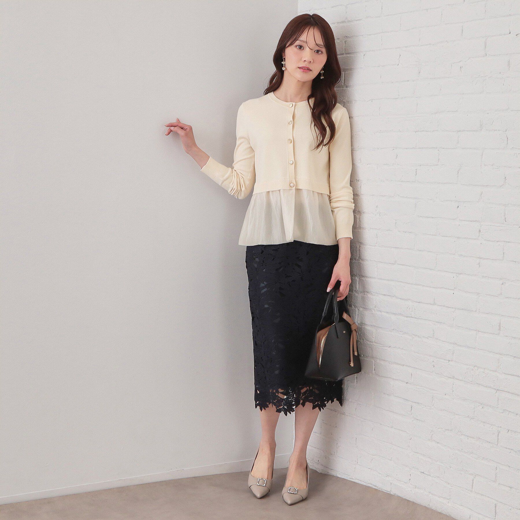 index「ペプラムレイヤード多釦カーディガン【洗濯機OK】」|カーディガン|