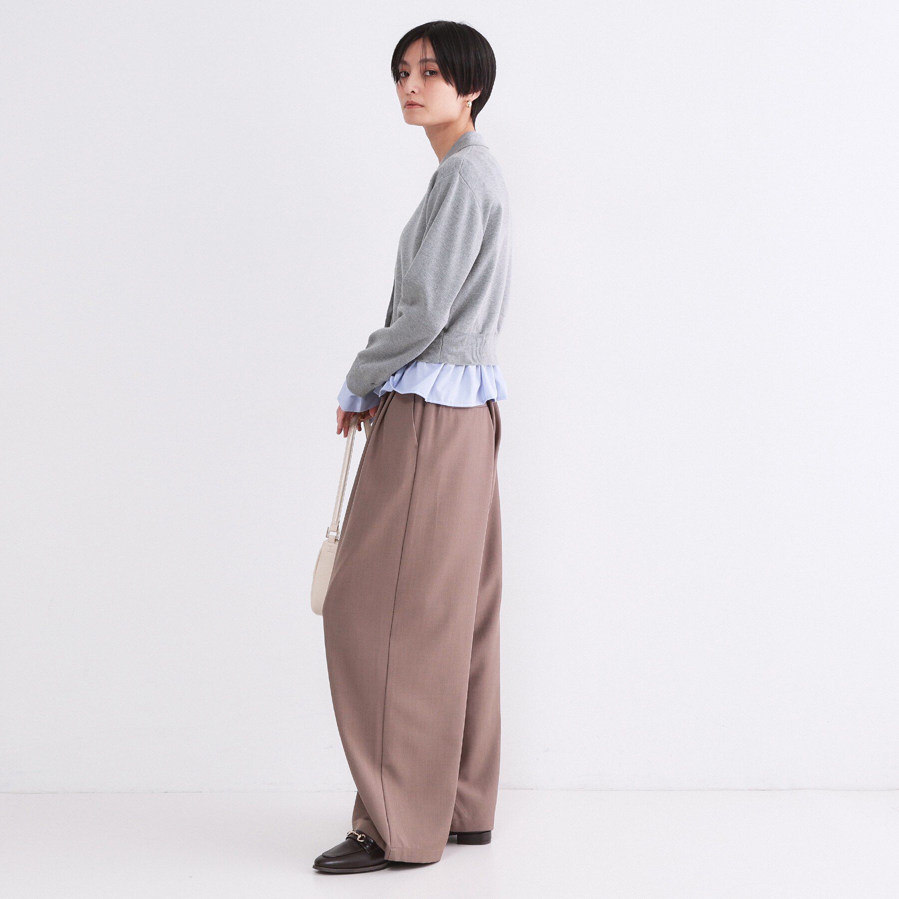 OPAQUE.CLIP「ポロ衿シャツドッキングニット【洗濯機OK】」|カーディガン|