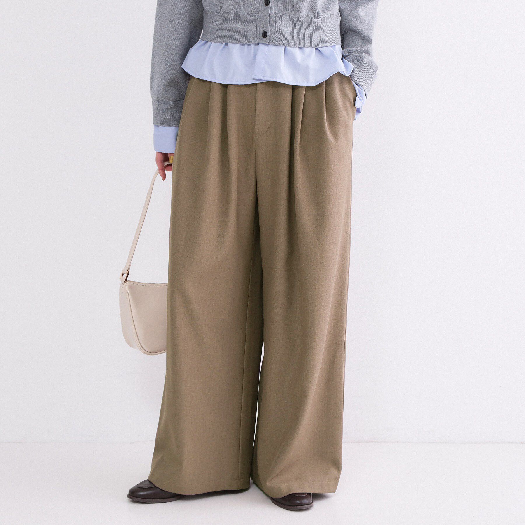 OPAQUE.CLIP「美脚ストレッチ イージータックワイドパンツ【洗濯機OK】」|その他|トープ(054)