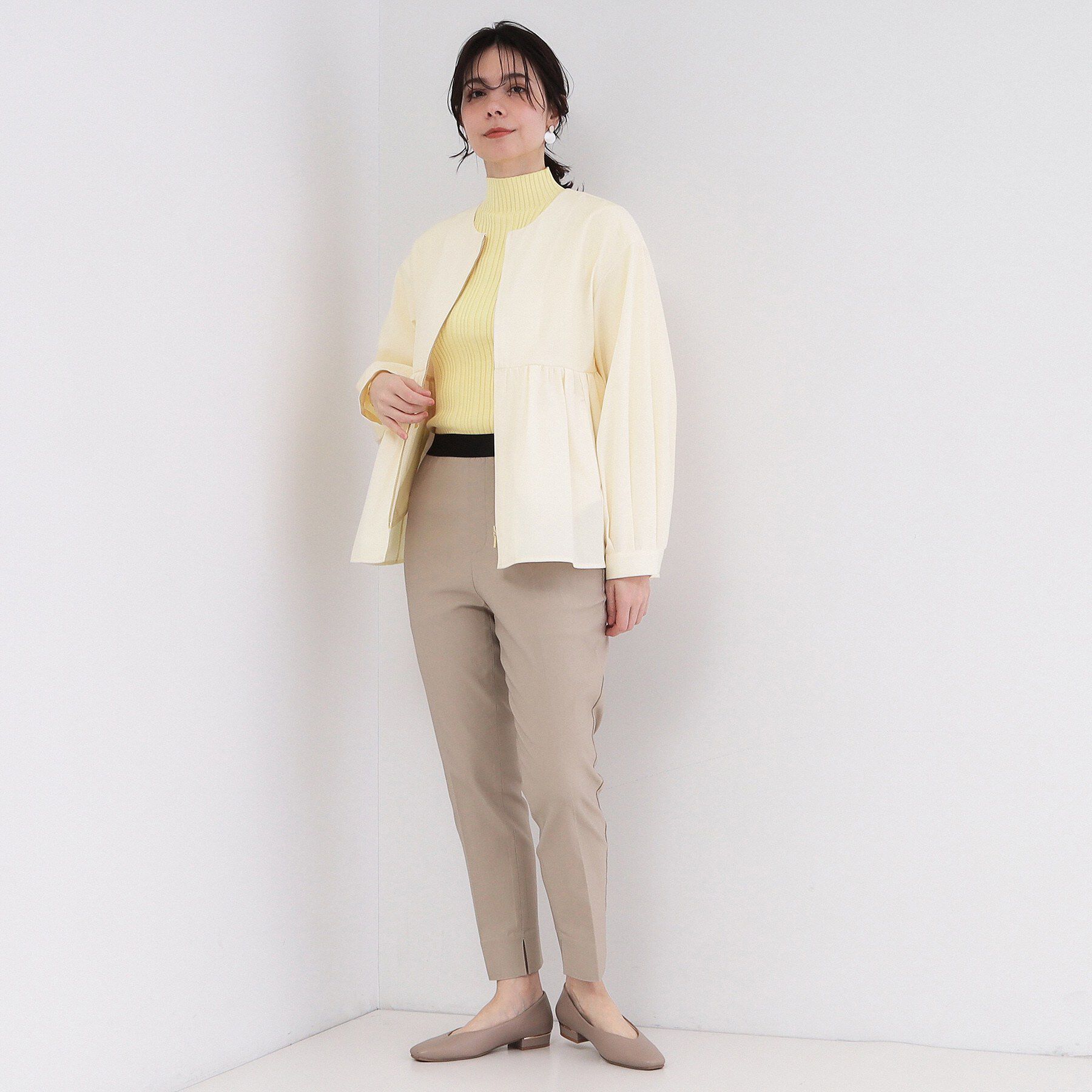 OPAQUE.CLIP「撥水ノーカラーペプラムブルゾン【洗濯機OK/抗ピル】」|ブルゾン・スタジャン|