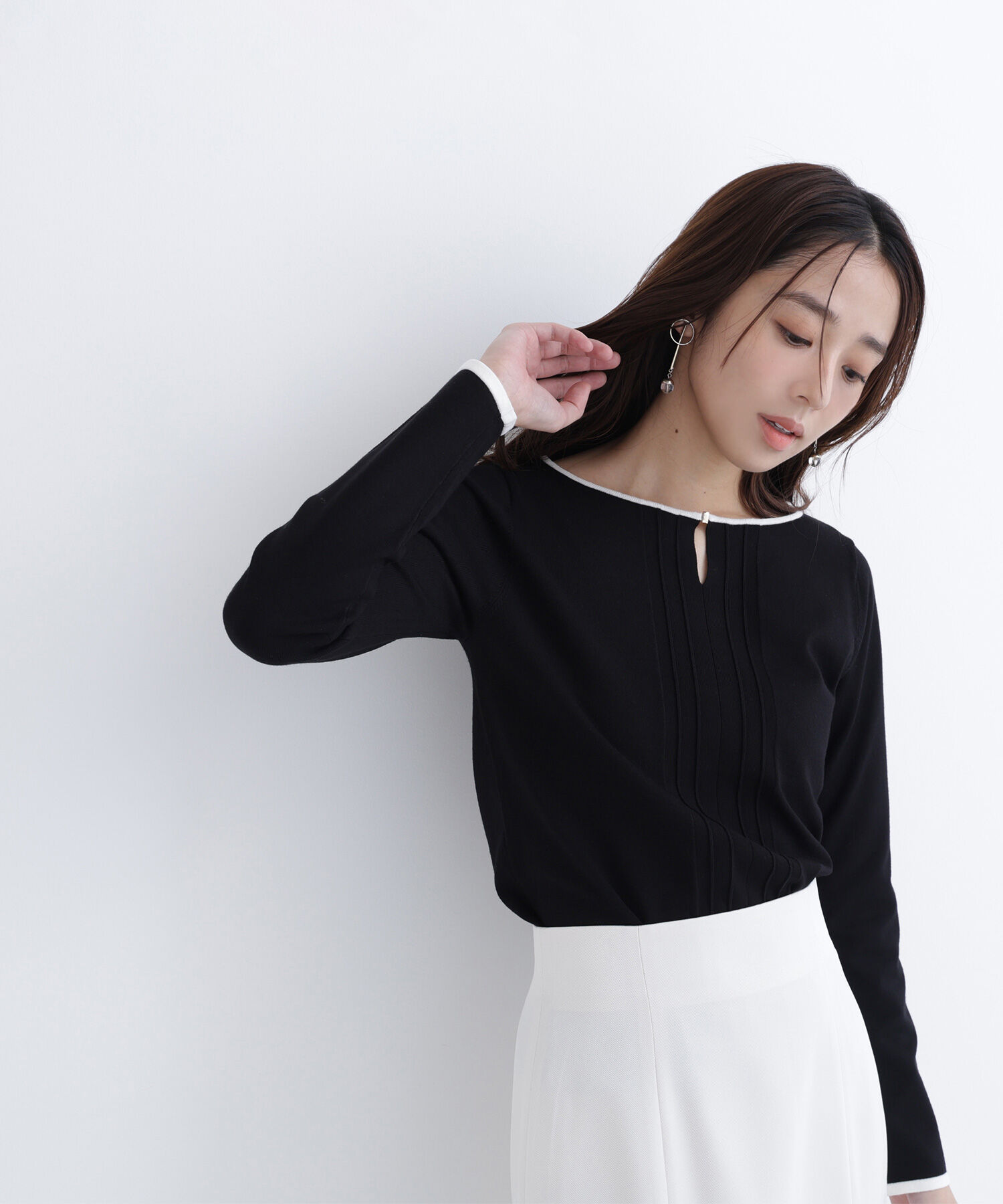  「バイカラーフロントタックニット」|ニット・セーター|