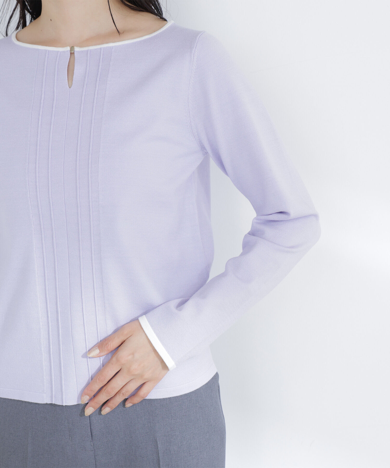  「バイカラーフロントタックニット」|ニット・セーター|