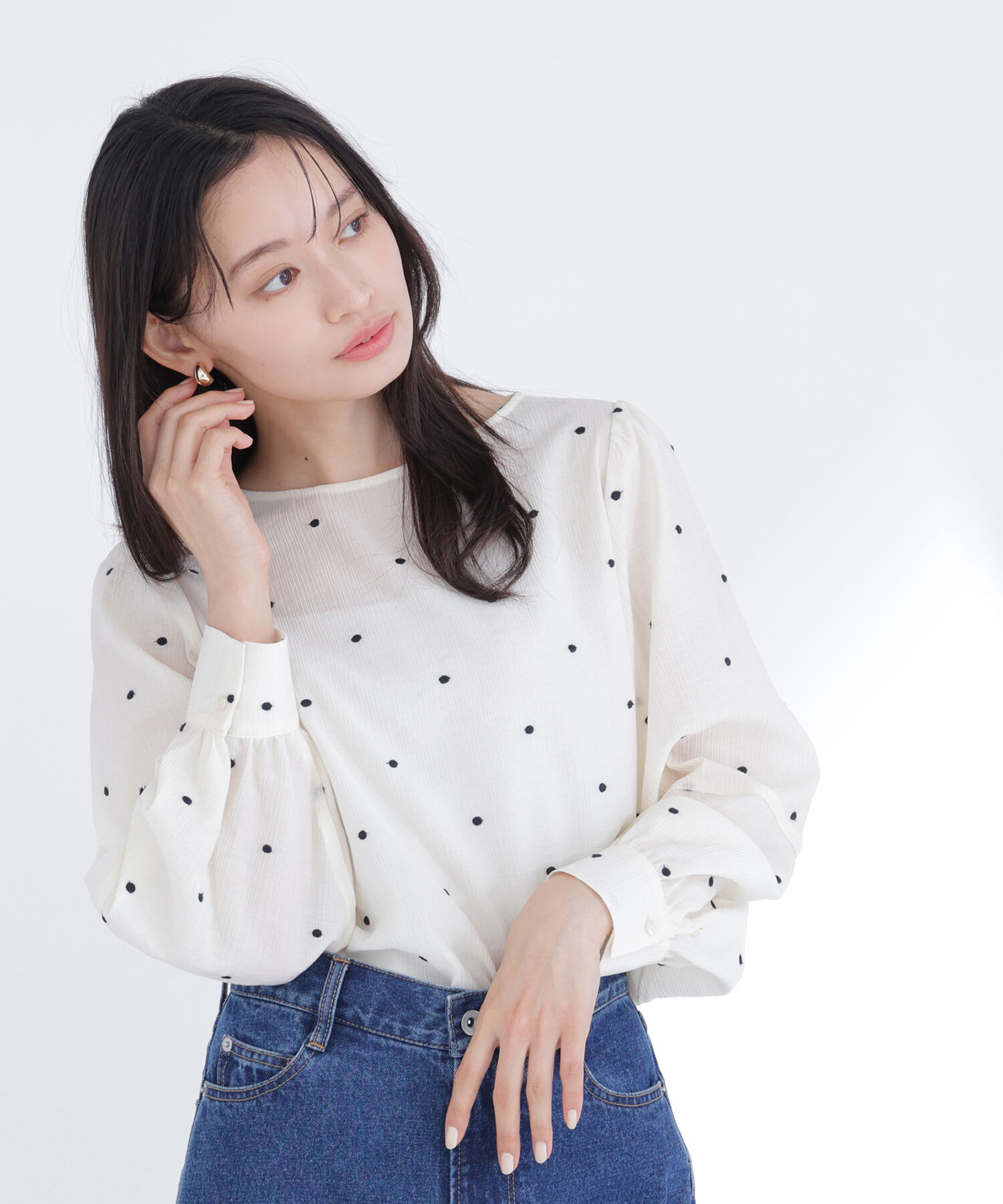  「ドット刺繍ブラウス」|シャツ・ブラウス|