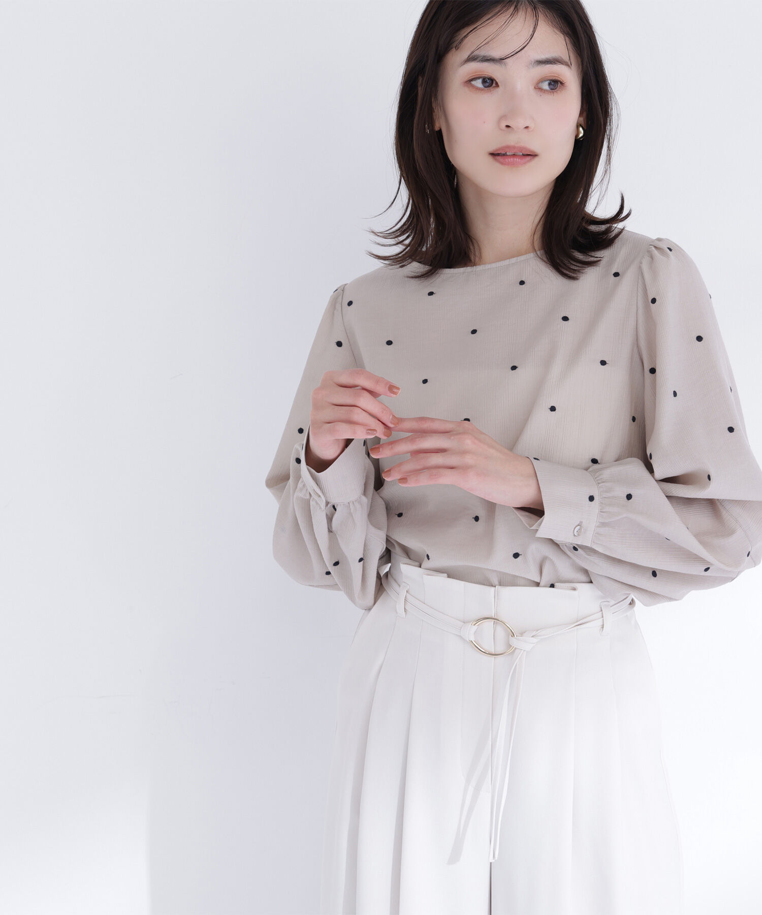  「ドット刺繍ブラウス」|シャツ・ブラウス|