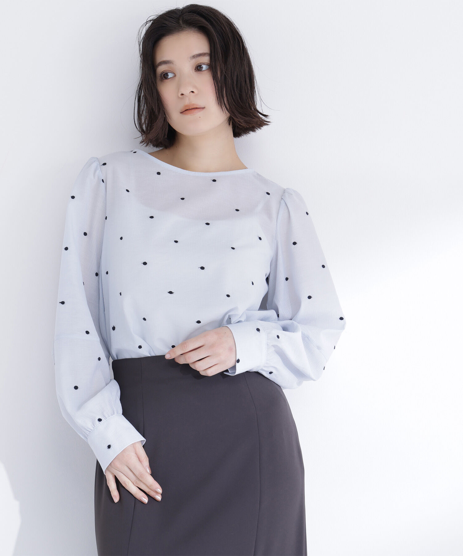  「ドット刺繍ブラウス」|シャツ・ブラウス|