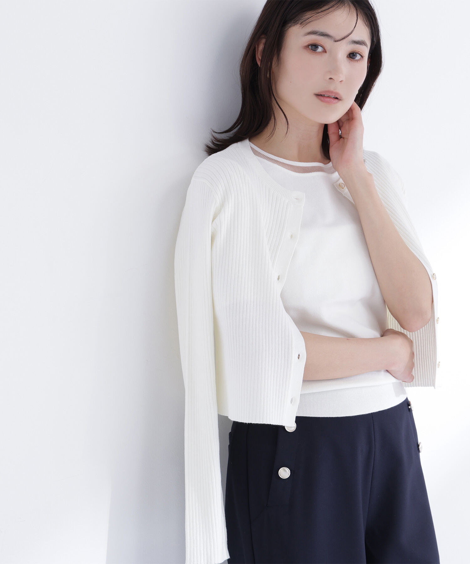  「シアーラインニットアンサンブル」|ニット・セーター|オフホワイト1