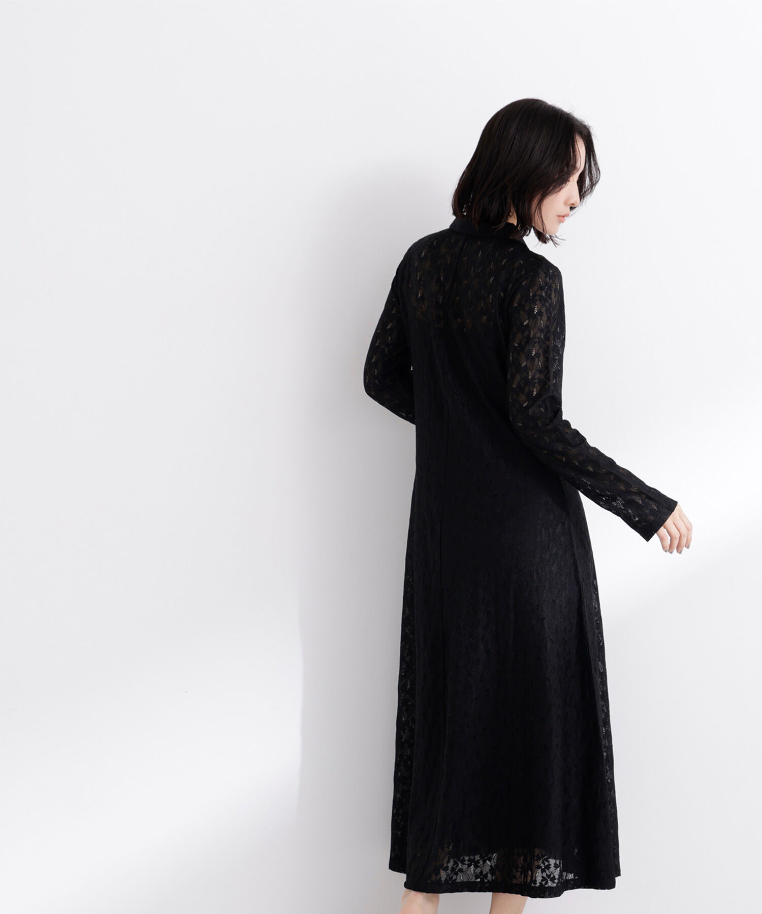 「レーススキッパーシャツワンピース」|ワンピース|