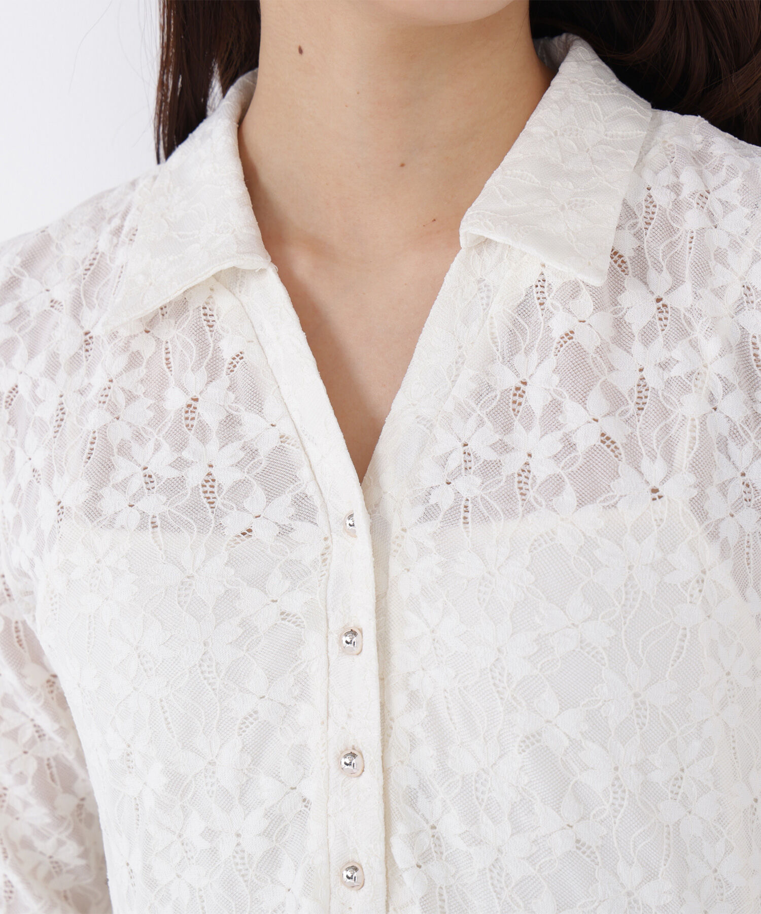  「レーススキッパーシャツワンピース」|ワンピース|