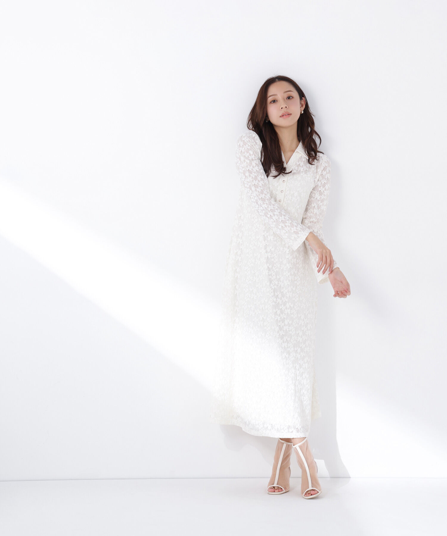 「レーススキッパーシャツワンピース」|ワンピース|