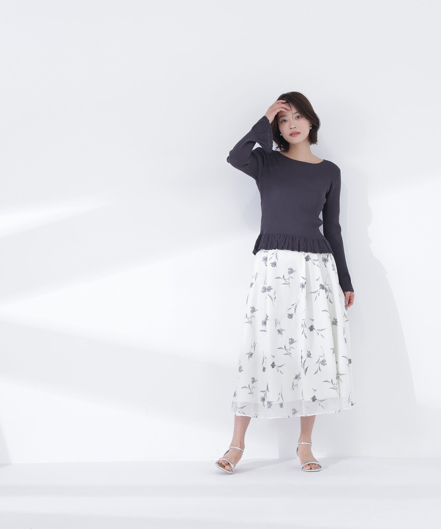  「柄編みフレアスリーブニット」|ニット・セーター|