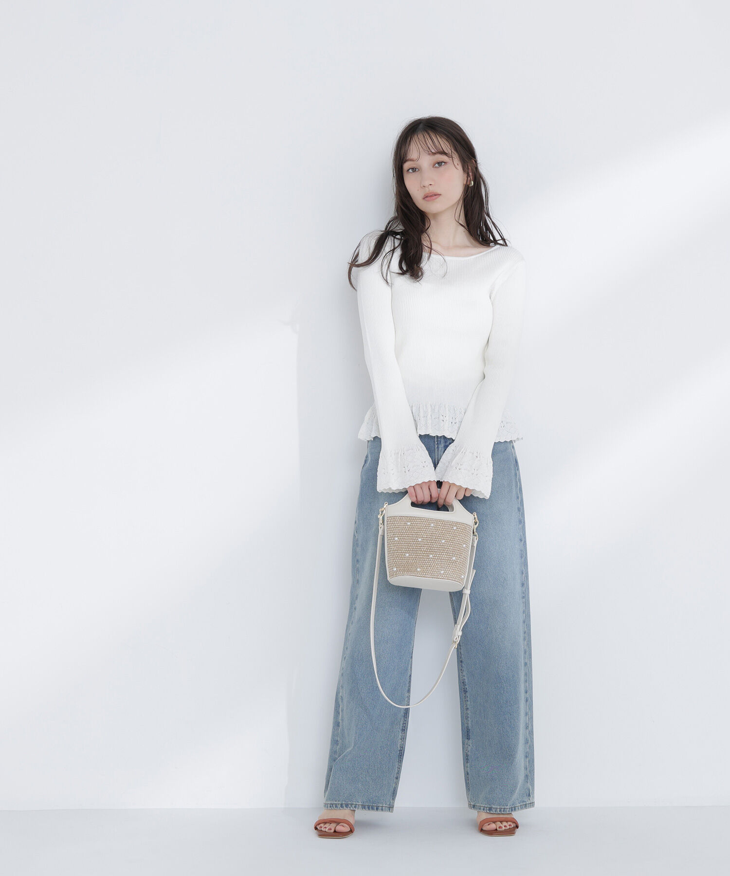  「柄編みフレアスリーブニット」|ニット・セーター|