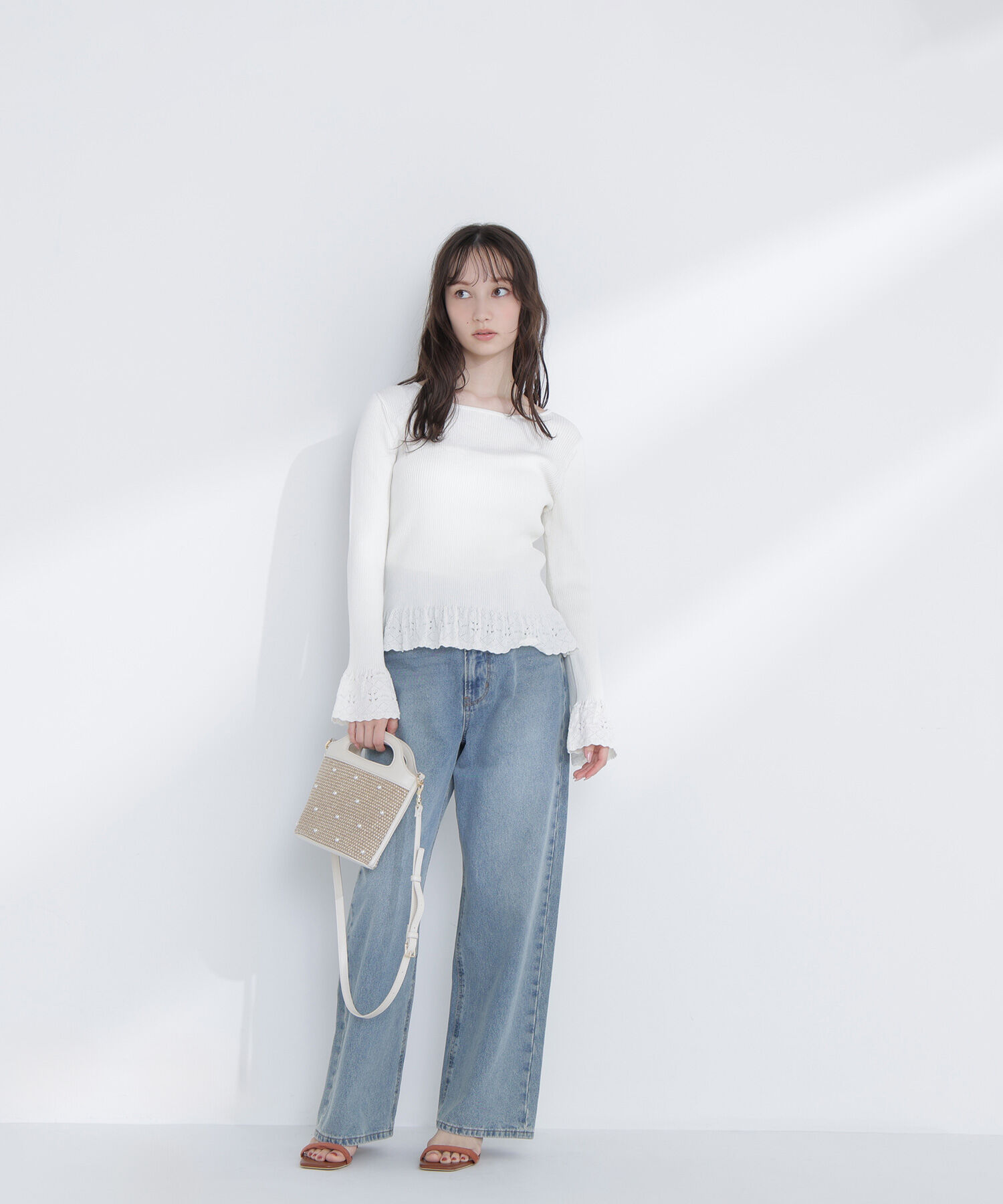  「柄編みフレアスリーブニット」|ニット・セーター|