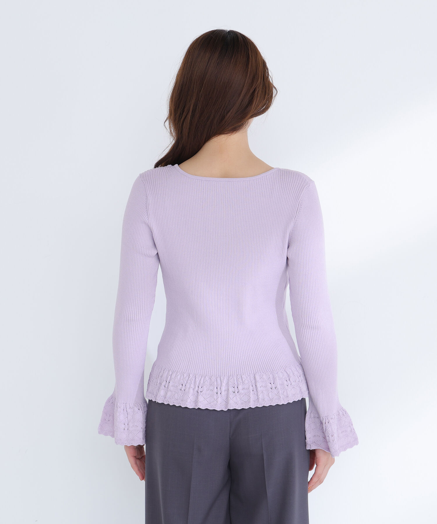  「柄編みフレアスリーブニット」|ニット・セーター|