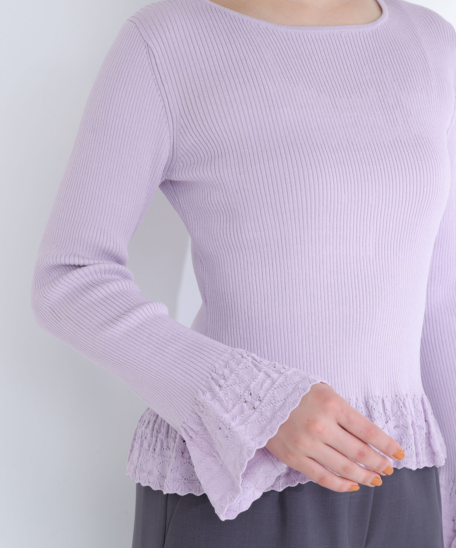  「柄編みフレアスリーブニット」|ニット・セーター|