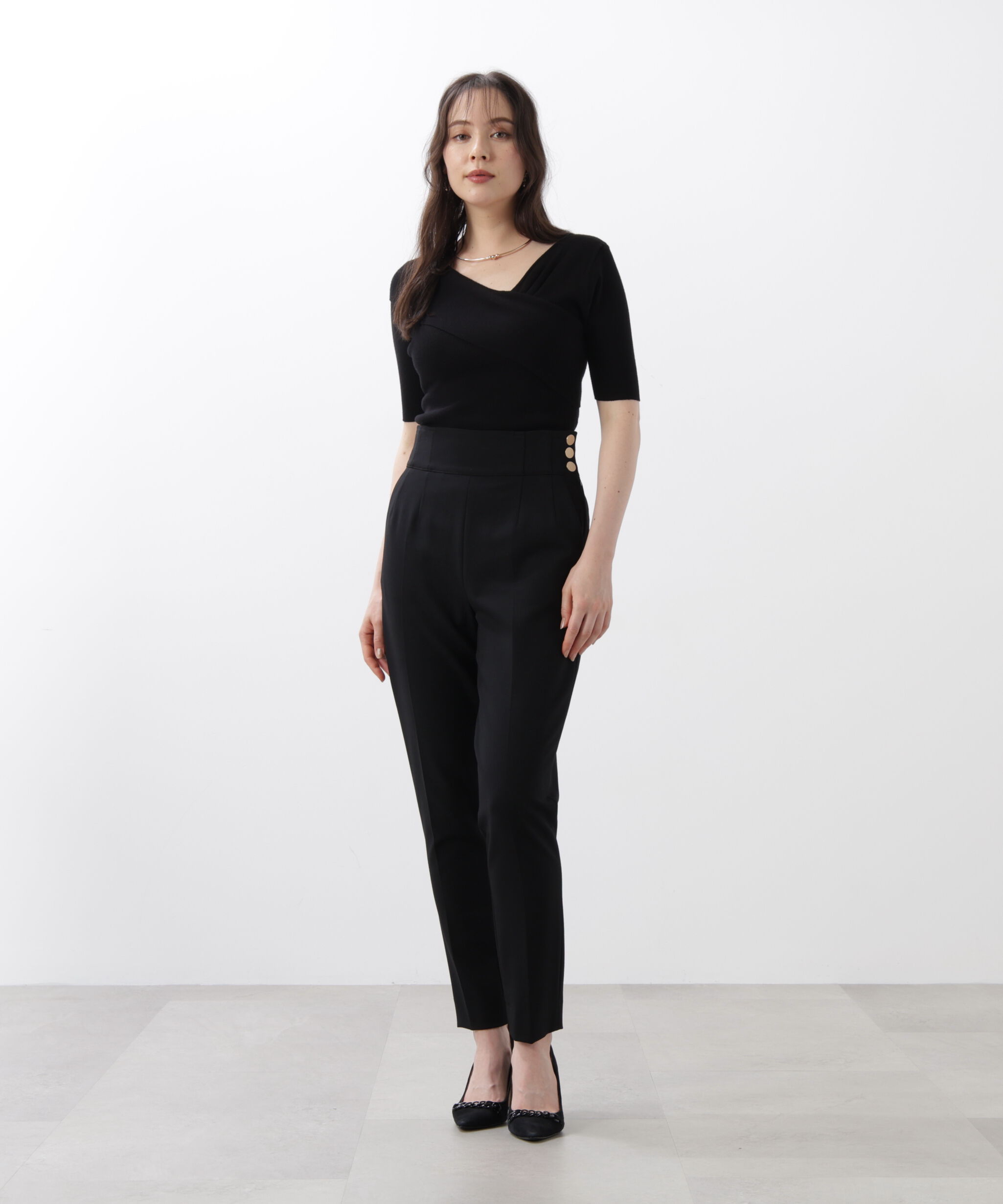  「◆アシンメトリーネックニットプルオーバー」|ニット・セーター|